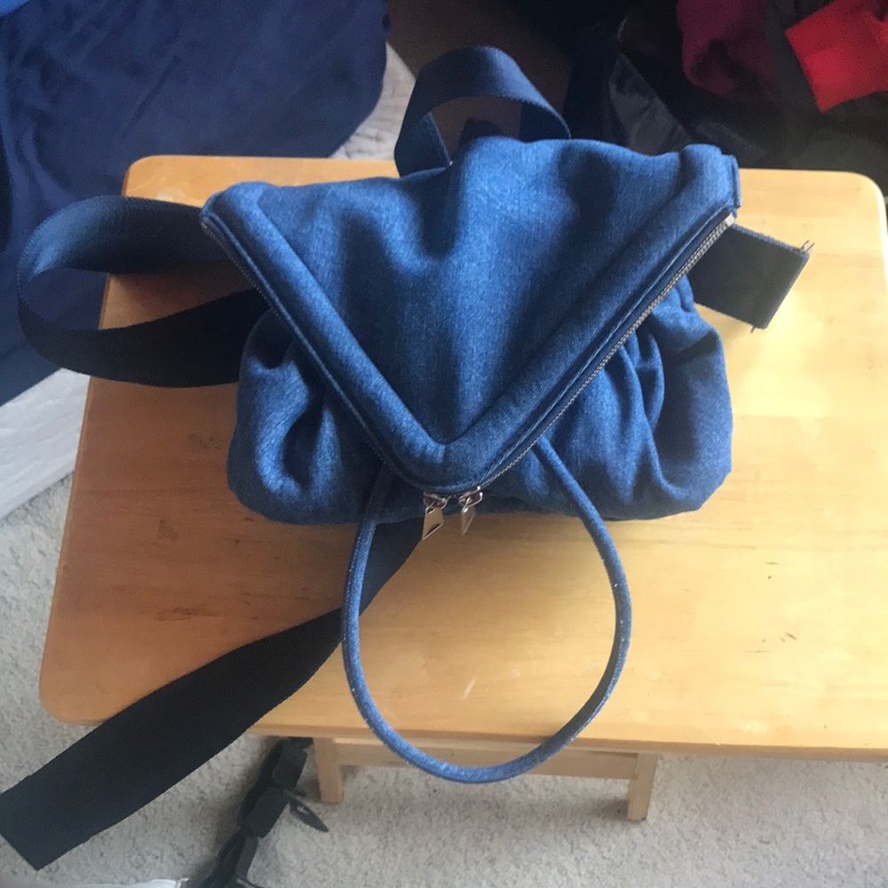 Bottega Veneta Beak Triangle Flap Denim Belt Bag